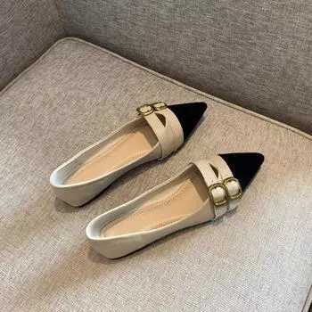 Женская летняя обувь на плоской подошве, офисные черные туфли для женщин 2024 года, элегантные туфли на плоской подошве с острым носком, Beau Today, высокое качество, размер 39 35