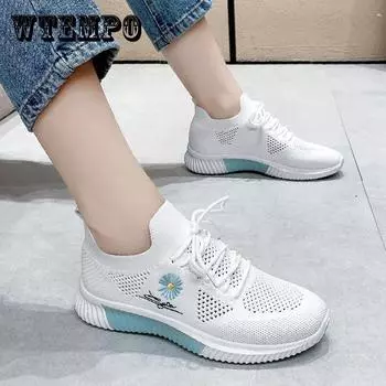 Женская летняя обувь, нескользящая универсальная повседневная обувь на мягкой подошве, легкая спортивная обувь на плоской подошве с дышащей сеткой 40