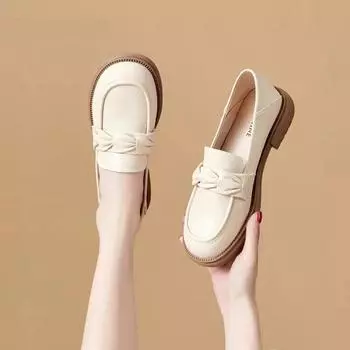 Женская летняя обувь, обычная кожаная повседневная обувь для женщин 2024 года, офисные мокасины на низком каблуке, элегантная круглая носовая часть, высококачественная обувь A 35