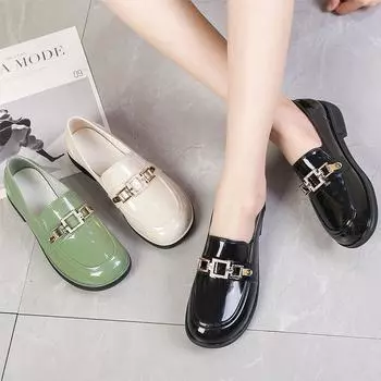 Женская летняя обувь, официальная обувь для женщин 2024 года, обычные кожаные повседневные лоферы, блочный каблук, низкие, элегантные, массивные каблуки, Young E Y2k 35