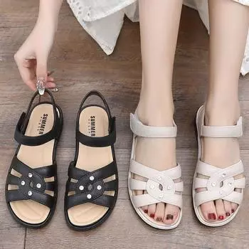Женская летняя обувь Женские сандалии Недорогая прогулочная обувь Сандалии для мам Классическая обувь Женские шлепанцы 36 [one size smaller]