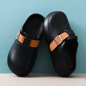 Женская летняя одежда для работы, сумка для поездок, домашние тапочки, нескользящая мягкая подошва, шлепанцы с пряжкой 35-36 чёрный
