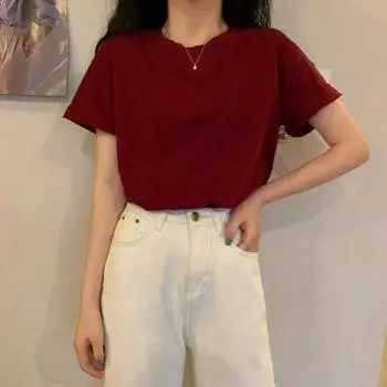 Женская летняя однотонная футболка с короткими рукавами, простые удобные повседневные топы, нижняя часть рубашки 2XL белый