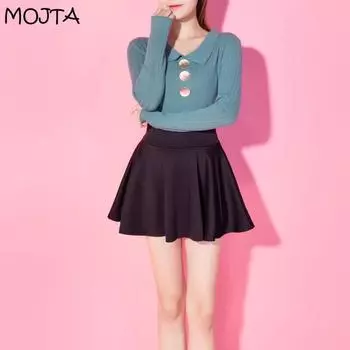 Женская летняя однотонная мини-юбка-карандаш с высокой талией, тонкая сексуальная короткая юбка S чёрный