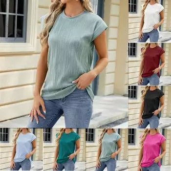 Женская летняя однотонная однотонная футболка с v-образным вырезом и коротким рукавом L армия зеленый