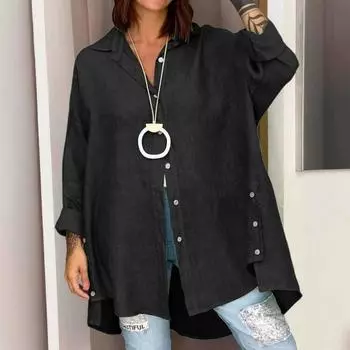 Женская летняя однотонная свободная рубашка с девятью рукавами, повседневная, удобная, на пуговицах 3XL белый