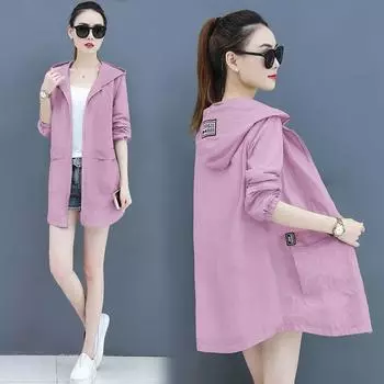 Женская летняя однотонная тонкая куртка с капюшоном, уличная солнцезащитная одежда, повседневная свободная куртка, пальто M белый