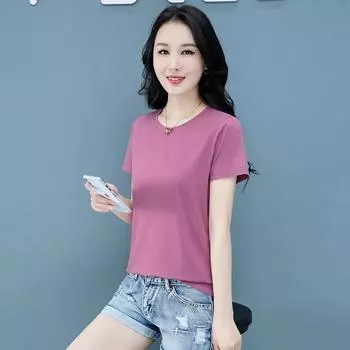 Женская летняя однотонная удобная футболка с круглым вырезом, повседневный спортивный топ для бега 4XL белый