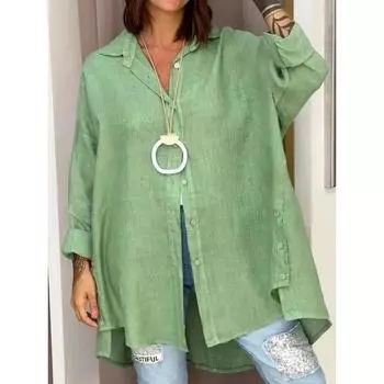 Женская летняя однотонная женская свободная рубашка с девятью рукавами XXXXL белый