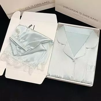 Женская летняя пижама из ледяного шелка: С короткими рукавами, однотонный, высококачественный, настоящий снимок 2XL зелёный