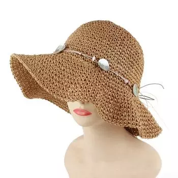 Женская летняя пляжная шляпа от солнца, связанная вручную крючком соломенная шляпа для путешествий на открытом воздухе складная шляпа хаки