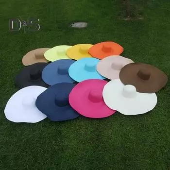 Женская летняя пляжная шляпа с большими полями, складная соломенная плетеная шляпа в стиле ретро в английском стиле, однотонная кепка с защитой от УФ-лучей, солнцезащитная шляпа для отпуска бежевый