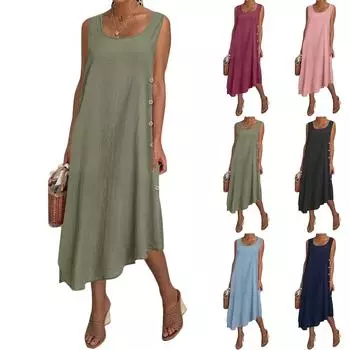 Женская летняя пляжная жилетка без рукавов, юбка, асимметричное пляжное платье