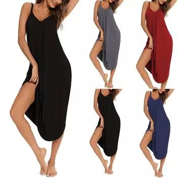 Женская летняя подтяжка со складками, сексуальная удобная ночная рубашка, домашняя одежда L чёрный