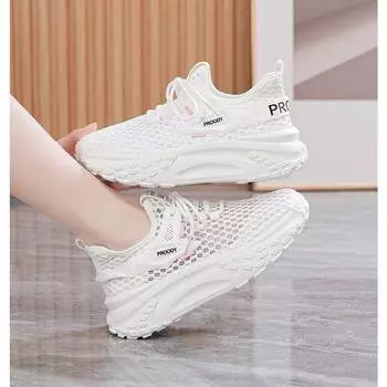 Женская летняя полая дышащая универсальная повседневная спортивная обувь с мягкой подошвой для бега, женская обувь 35 белый