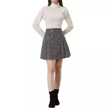 Женская летняя полосатая юбка А-силуэта с пуговицами, короткая до середины тела S чёрный/белый