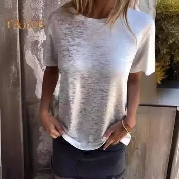 Женская летняя повседневная футболка с круглым вырезом и коротким рукавом, пуловер, топы, яркий цвет, свободная футболка, уличная одежда M белый