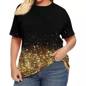 Женская летняя повседневная футболка с круглым вырезом и 3D-принтом, дышащая, с коротким рукавом, свободного кроя, летняя S