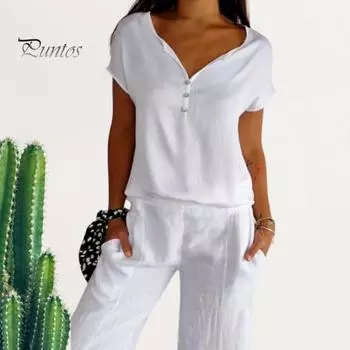 Женская летняя повседневная футболка с v-образным вырезом и пуговицами, футболка с короткими рукавами и однотонным пуловером свободного покроя, топы, уличная одежда 4XL серый