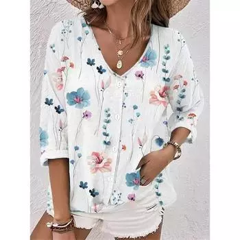 Женская летняя повседневная льняная рубашка свободная блузка с коротким рукавом на пуговицах женская туника блузки женская одежда S серый