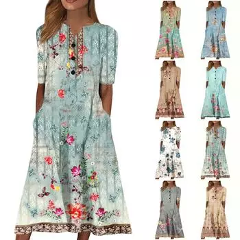 Женская летняя повседневная модная пляжная свинг-юбка с v-образным вырезом и короткими рукавами XL белый