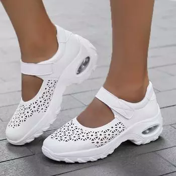 Женская летняя повседневная обувь, белая обувь, обувь на воздушной подушке, дышащая спортивная прогулочная обувь на платформе 42 белый