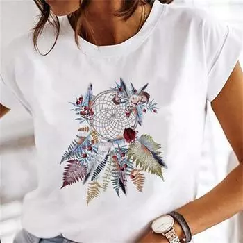 Женская летняя повседневная одежда с перьями, женская футболка, трендовые новые милые трендовые футболки 90-х годов с коротким рукавом, модная женская футболка с рисунком XXL