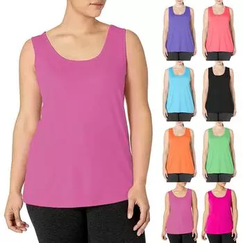 Женская летняя повседневная однотонная свободная футболка без рукавов, майка больших размеров