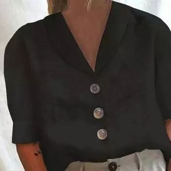 Женская летняя повседневная рубашка с лацканами и коротким рукавом, однобортная рубашка, топы, однотонная рубашка свободного покроя, рабочая одежда L белый