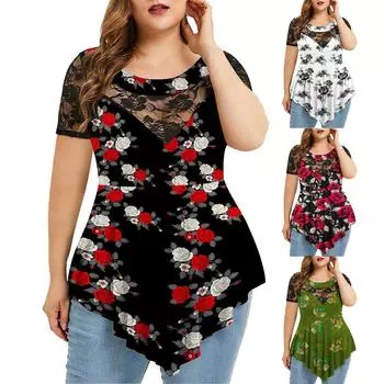 Женская летняя повседневная свободная футболка больших размеров с круглым вырезом, женская сексуальная удобная футболка с короткими рукавами XXXXL зелёный