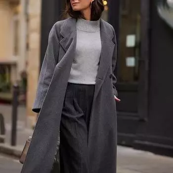 Женская летняя пригородная твидовая свободная повседневная теплая куртка с длинными рукавами S серый