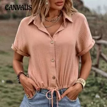 Женская летняя рубашка больших размеров, однотонная рубашка на пуговицах, кардиган с галстуком, топ с короткими рукавами S чёрный