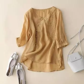 Женская летняя рубашка большого размера с короткими рукавами, элегантный топ на пуговицах для мам 4XL