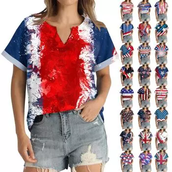 Женская летняя рубашка, модный свободный повседневный топ с v-образным вырезом и принтом L чёрный