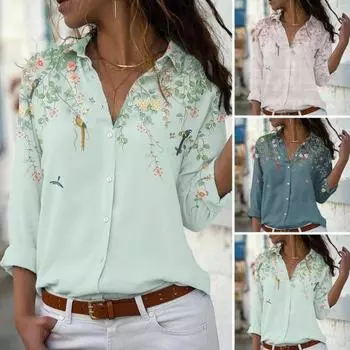 Женская летняя рубашка с цветочным принтом, свободная однобортная с коротким рукавом, повседневная одежда, средней длины с отложным воротником, женская летняя футболка, женская одежда S розовый