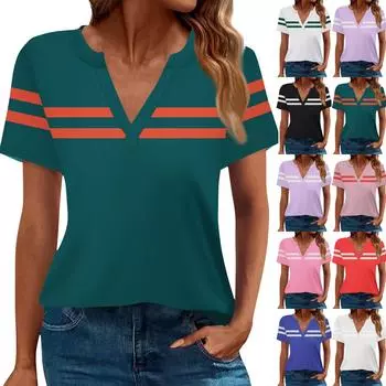 Женская летняя рубашка с коротким рукавом и V-образным вырезом, деловая повседневная свободная футболка, трендовая модная одежда, топы M белый