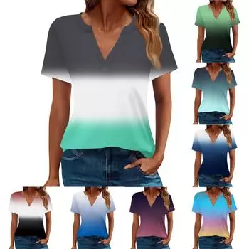 Женская летняя рубашка с коротким рукавом и V-образным вырезом, деловая повседневная свободная футболка, трендовая модная одежда, топы L фиолетовый