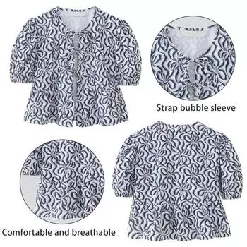 Женская летняя рубашка с круглым вырезом и короткими рукавами, топы с клетчатым принтом, шнуровкой и бантом, рюшами на подол, топ с ремешками S зелёный