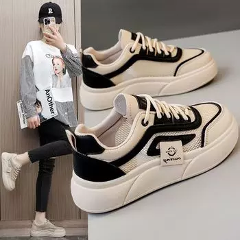 Женская летняя сетчатая дышащая повседневная обувь, женская обувь на плоской подошве, студенческие спортивные кроссовки 35 хаки