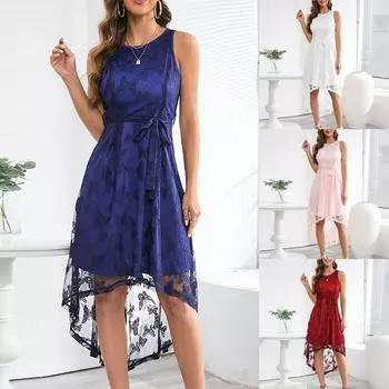 Женская летняя сексуальная кружевная сетчатая юбка без рукавов, элегантная кружевная юбка с рыбьим хвостом XXL синий