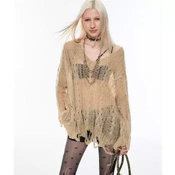 Женская летняя сексуальная вязаная блузка с вырезом one size хаки