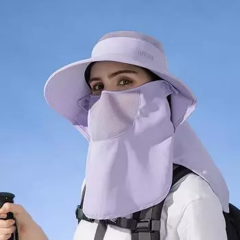 Женская летняя шаль с большими полями, модная рыбацкая шляпа, закрывающая лицо, с конским хвостом, солнцезащитная шляпа