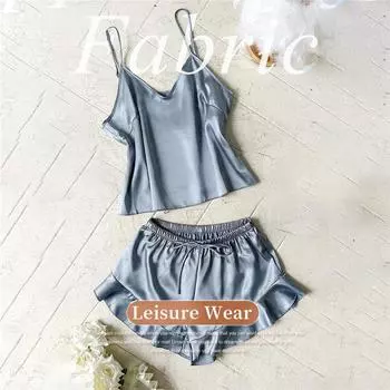 Женская летняя шелковая сексуальная пижама с лямкой на шее, крутая удобная свободная домашняя одежда, комплект пижамы с бретельками S красный