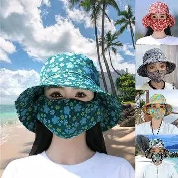 Женская летняя шляпа от солнца с защитой от ультрафиолета, широкополая шляпа с цветочным принтом для рыбалки на открытом воздухе, пляжа, верховой езды, садоводства, солнцезащитная шляпа для лица, шляпы для работы на ферме One Size жёлтый