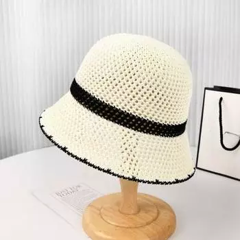 Женская летняя шляпа-плащница с вырезами и короткими полями в стиле колор-блок, дорожная шляпа-солнцезащита белый