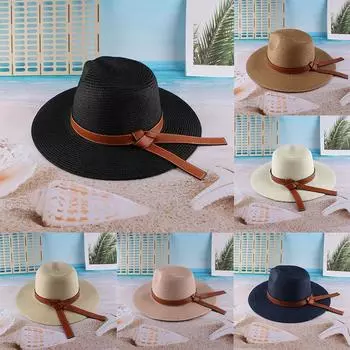 Женская летняя складная соломенная шляпа для пляжного отдыха на берегу моря, солнцезащитная соломенная шляпа с большими полями, джазовый цилиндр хаки