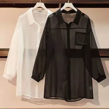 Женская летняя солнцезащитная одежда, легкое пальто, женский сексуальный топ, свободный XXXL белый