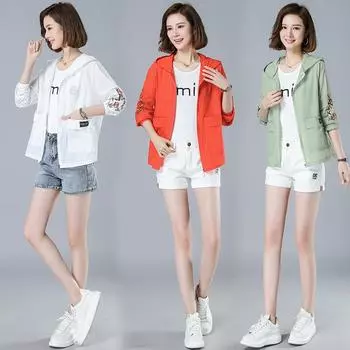 Женская летняя солнцезащитная одежда с вышивкой, женская солнцезащитная одежда с солнцезащитным козырьком, свободная анти-ультрафиолетовая солнцезащитная куртка для путешествий 5XL белый