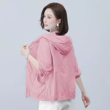 Женская летняя солнцезащитная рубашка больших размеров, короткая повседневная куртка с капюшоном, уличная ветрозащитная куртка 3XL