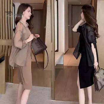 Женская летняя солнцезащитная рубашка с лацканами и длинными рукавами сзади, шифоновые топы на шнуровке, сплошной цвет, однобортный свободный крой, тонкая куртка-топ S хаки